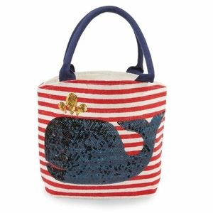 NWOT~Mud Pie Sequin Whale Beach Bag Tote